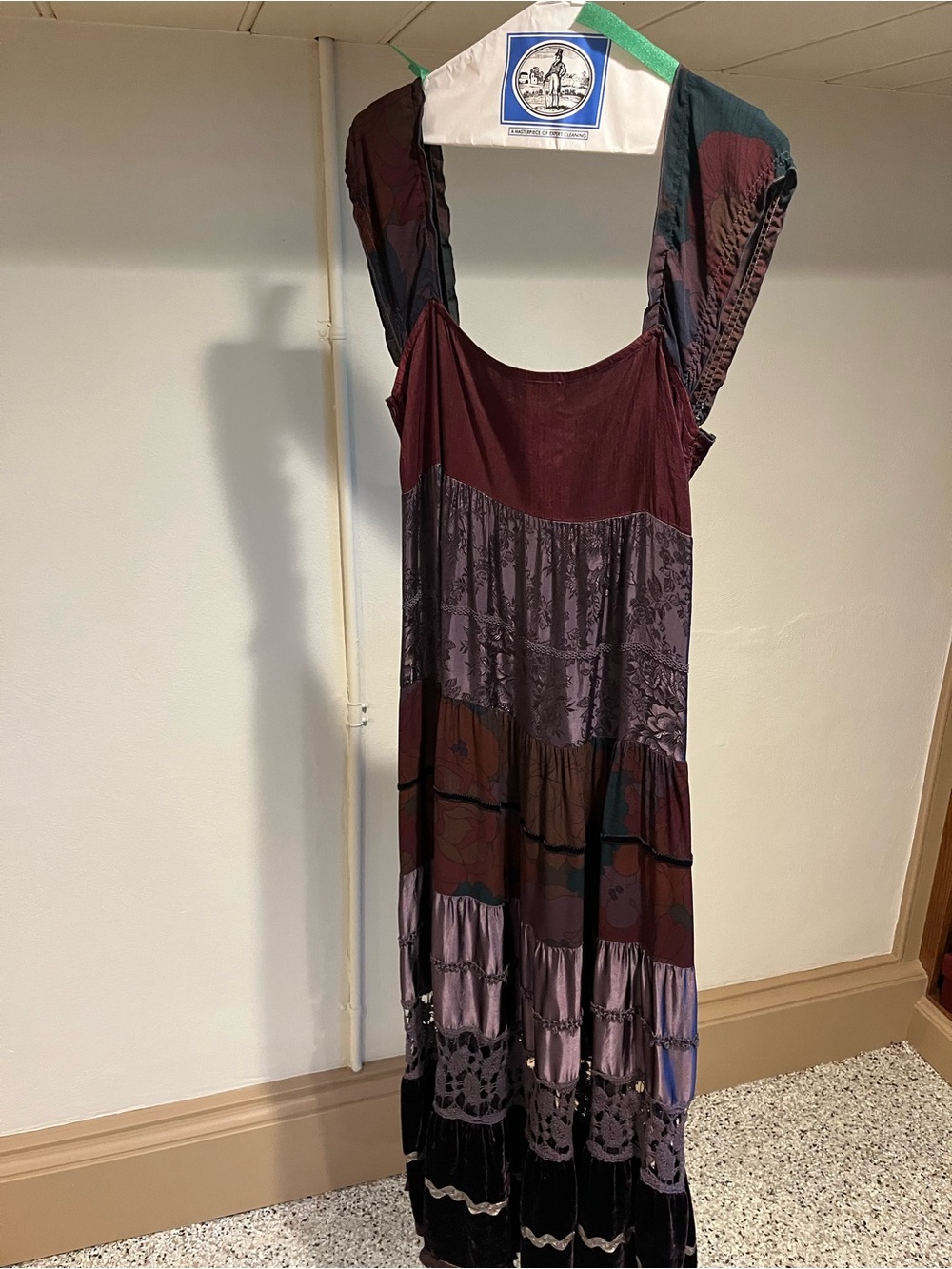 Boho Tiered Maxi Dress in Wine and Plum